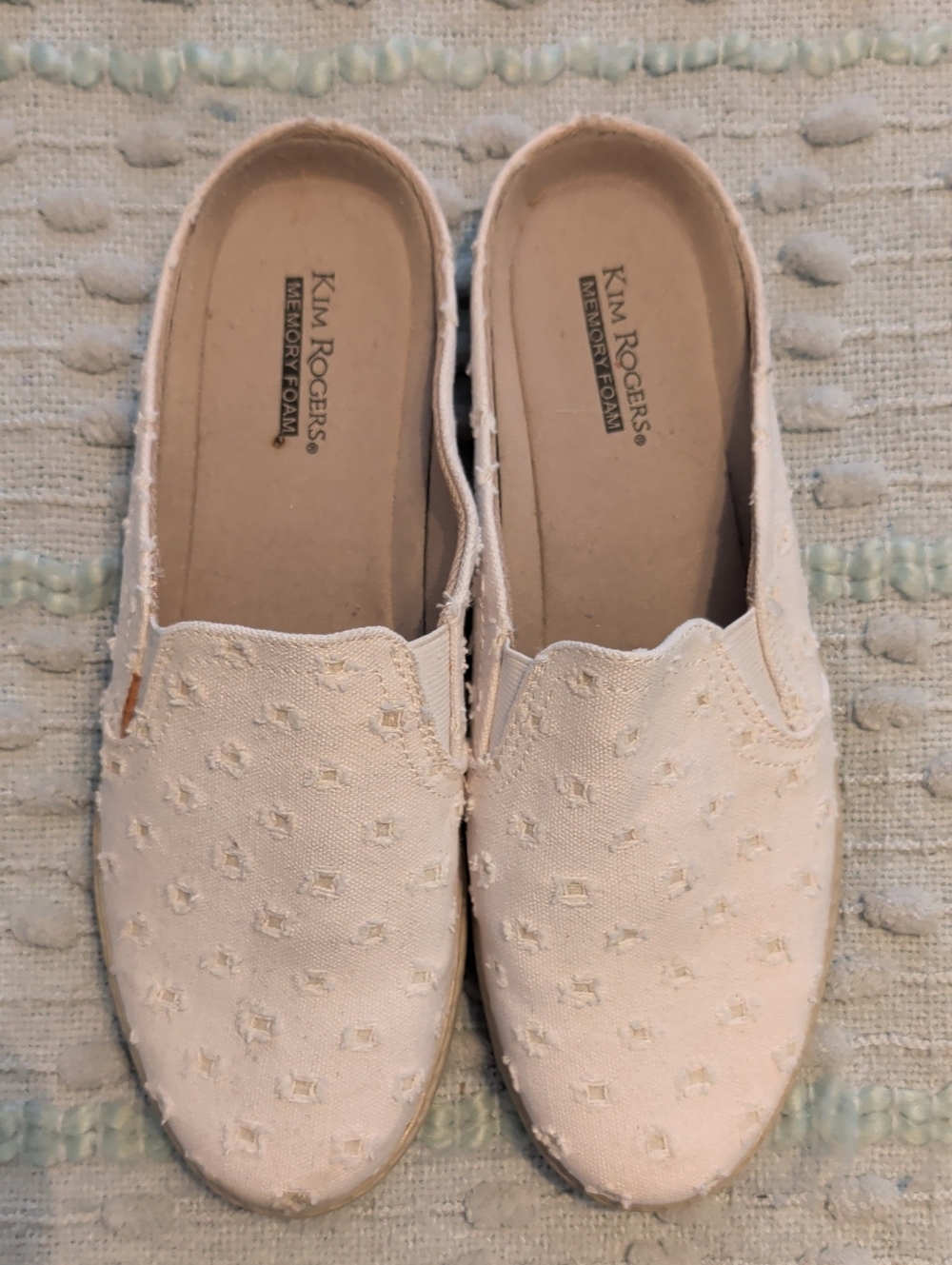 Kim Rogers Cream Slip-On Embossed Canvas Flats